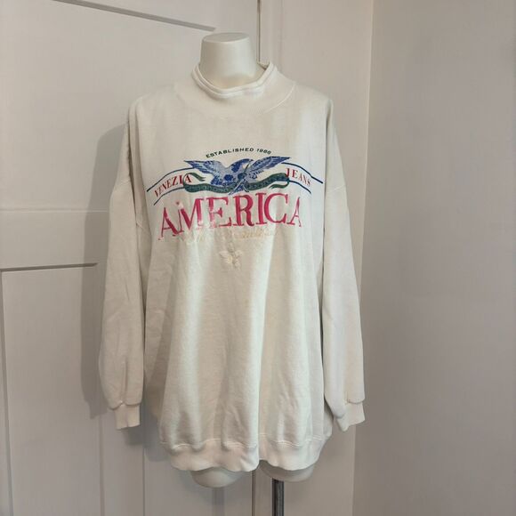 Venezia Jeans Size 22/24 Mock Neck 90s Style Princess Diana Crew Neck Sweatshirt - Picture 1 of 9